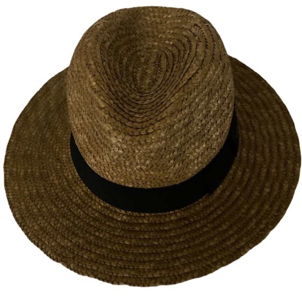 Neff Straw Fedora -OSFM tan Black band straw Like new
